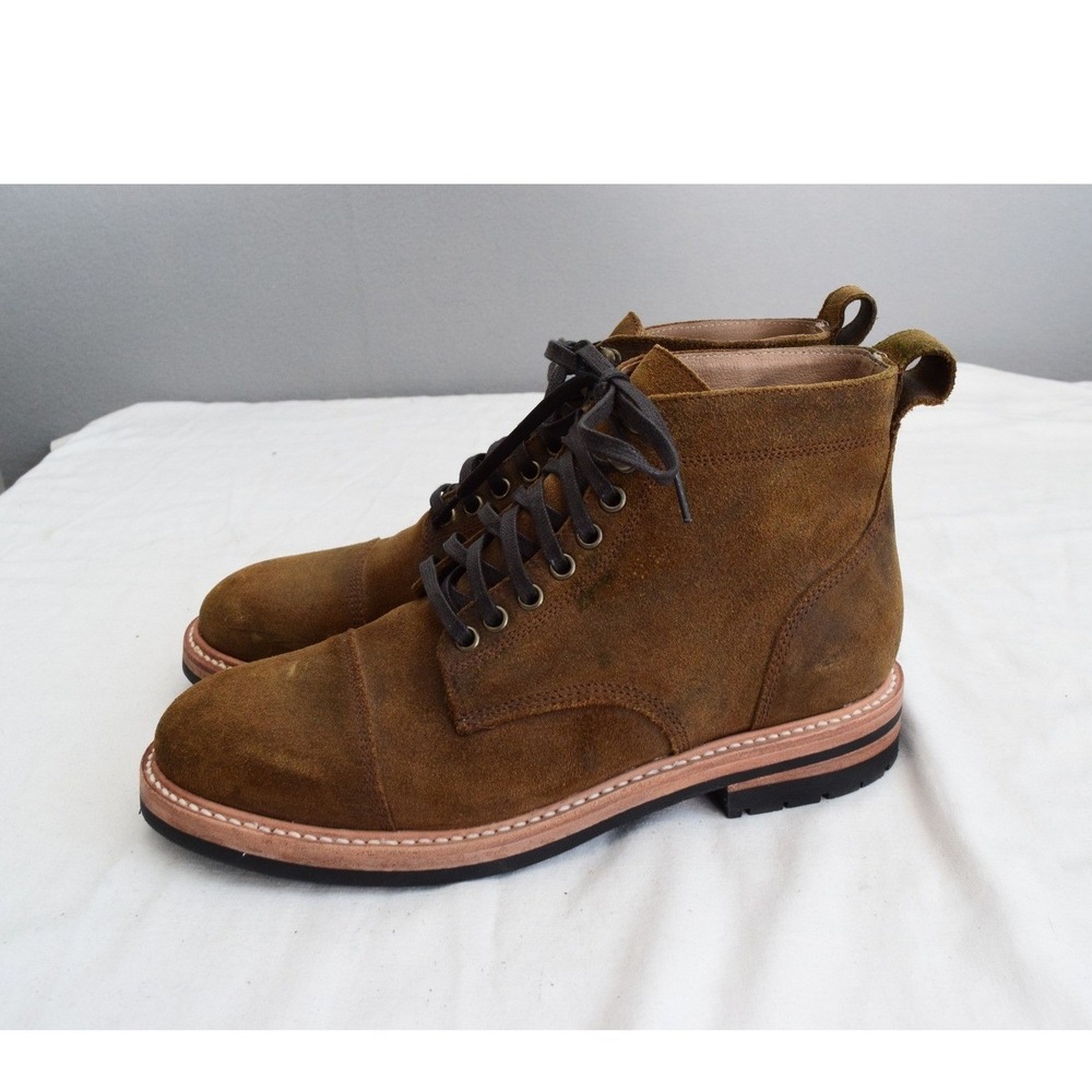 Taylor Stitch X Stetson Moto Boot 9 Brown Suede Weatherproof Cap Toe Men Work
